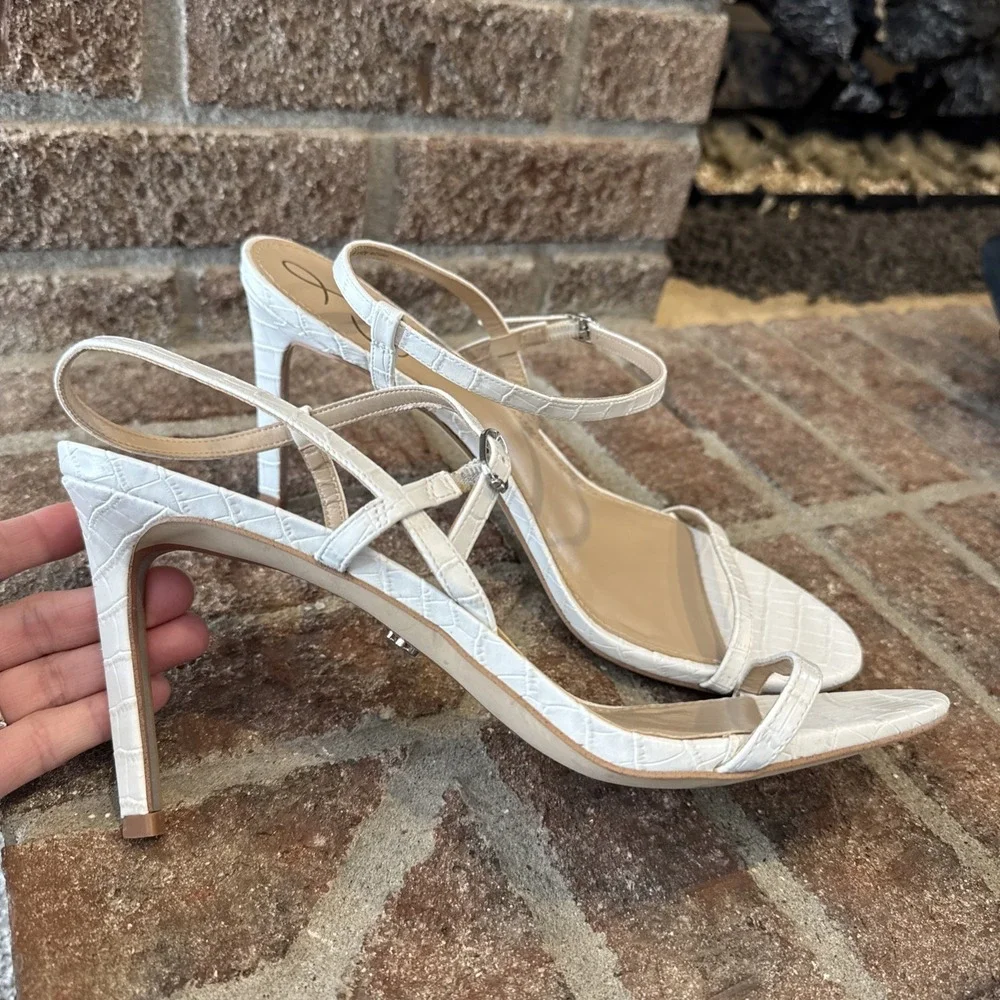 Sam Edelman Doran Strappy Sandal‎ Ivory Cream White Croc Women Size 11 #149